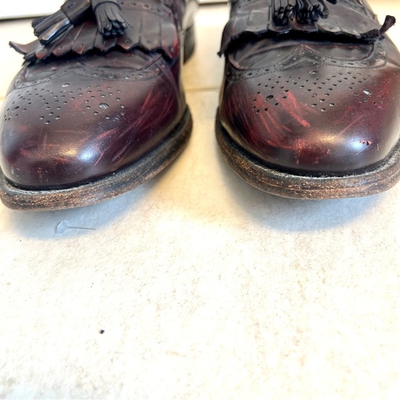 Johnston Murphy Optima Shoes Brogue Wingtips Kiltie Tassel Slip On Burgundy 15B main image 6